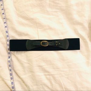 Anthropologie Dark Green Leather Stretch Belt- L